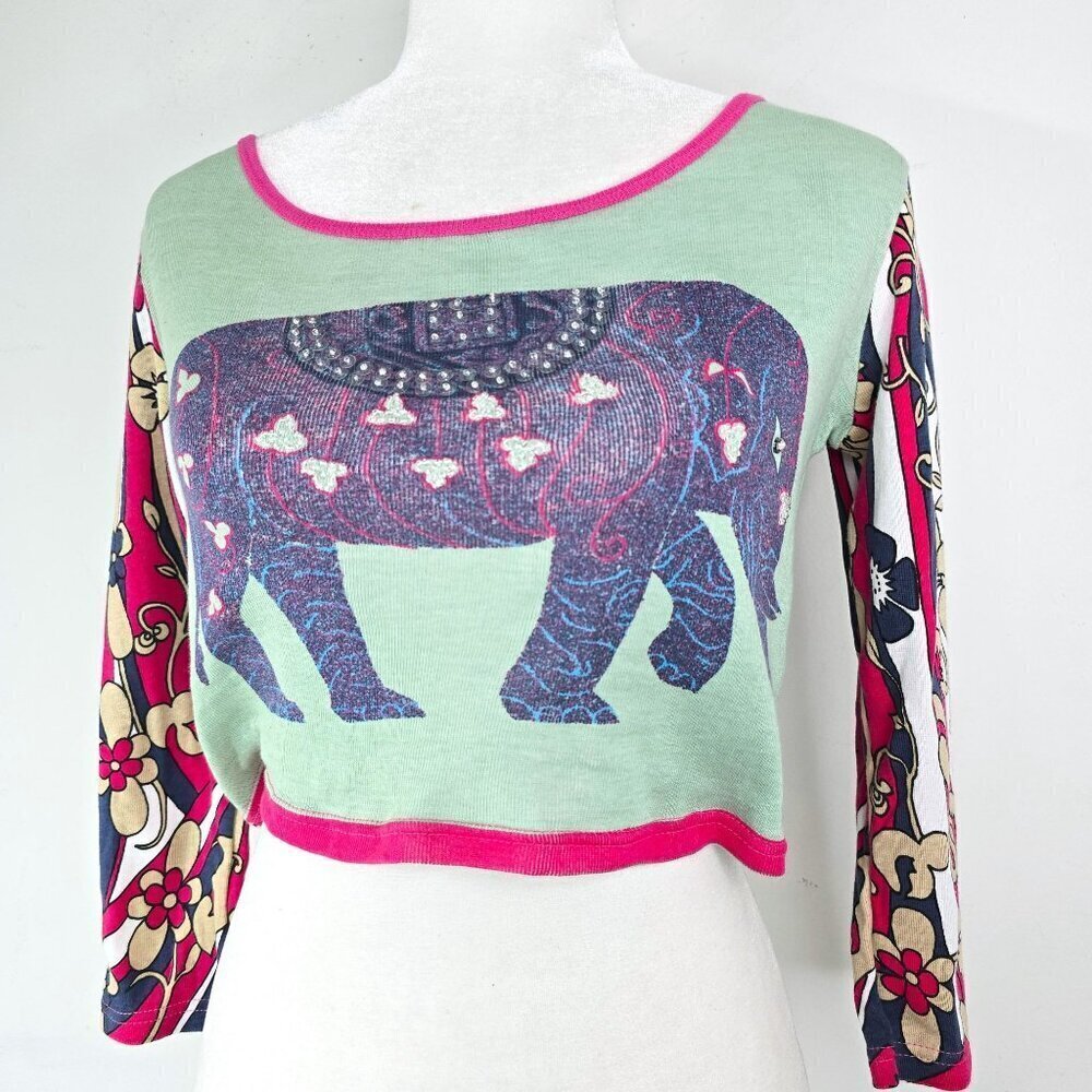 Jane Doe Vintage Y2K 90s Sequined Floral Crop Top Women's M - Picture 4 of 6